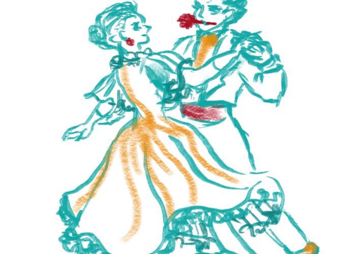Illustration for Potong Bebek Angsa. Dancing in Teal.