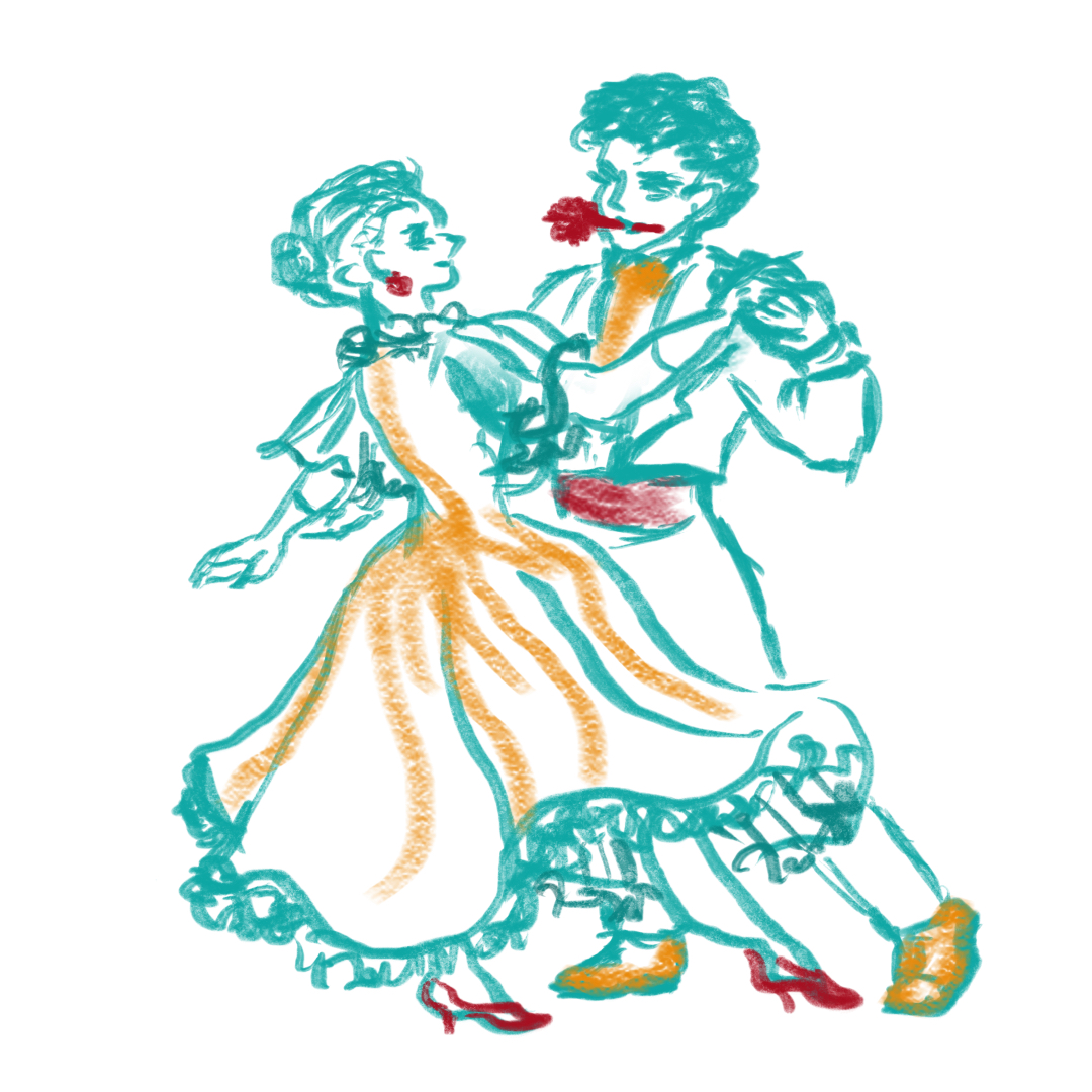 Illustration for Potong Bebek Angsa. Dancing in Teal.